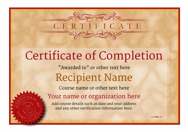 certificate completion template