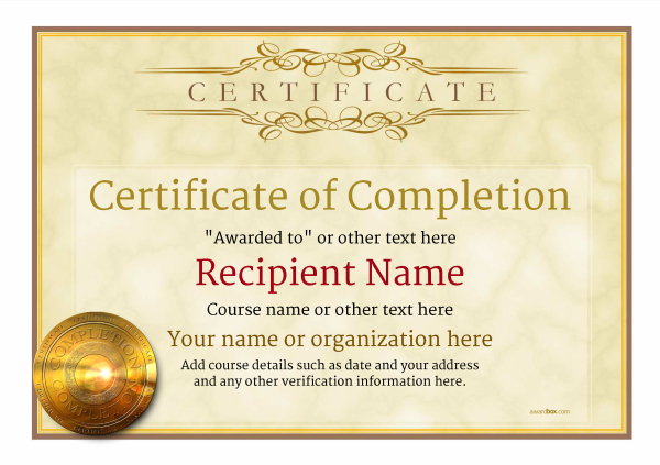 certificate of completion template free