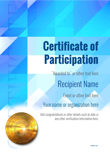 Participation Certificate Templates - Free, Printable, Add badges &amp; medals.